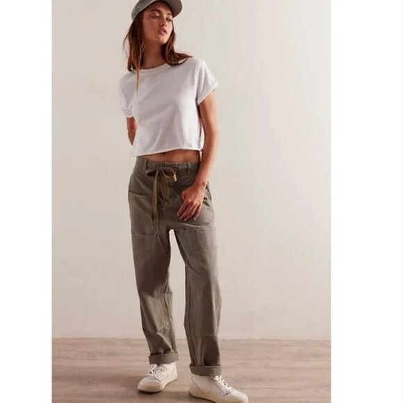 NWOT We the Free Hayden Pull-On Pants, Fatigue Green Utility - Picture 3 of 10